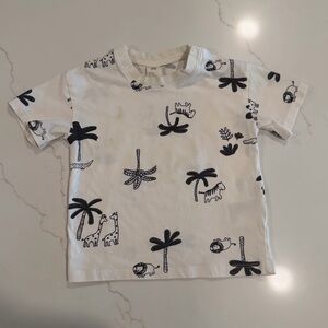 H&M White Tee with Black Safari Print